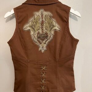 Harley-Davidson Brown Vest with Embroidered Motif